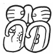 A black and white drawing of a face  Description automatically generated