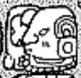 A black and white image of a face  Description automatically generated