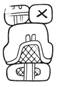 A black and white drawing of a totem  Description automatically generated