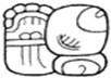 A black and white drawing of a mayan animal  Description automatically generated