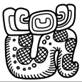 A black and white drawing of a mayan calendar  Description automatically generated