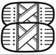 A black and white drawing of a pair of straps  Description automatically generated