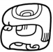 A black and white drawing of a mayan art  Description automatically generated