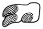 A black and white drawing of a pair of shoes  Description automatically generated