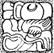 A black and white drawing of a mayan art  Description automatically generated