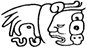 A black and white drawing of a lion and a person  Description automatically generated